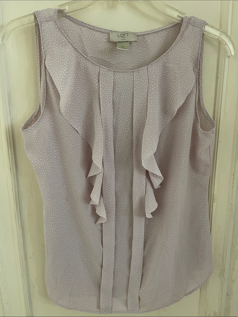 LOFT Light Lavender Ruffle Front Sleeveless Top
